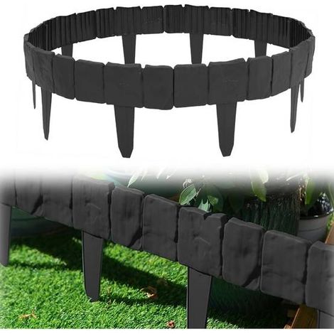 Lot 20 bordures jardin noires pour pelouse allée parterre extérieur séparation facile durable