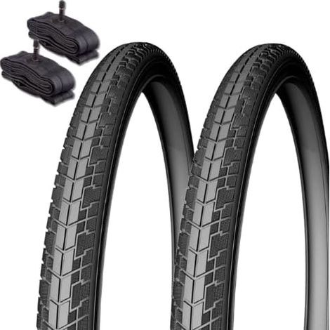 2 COPERTONI 26 X 1.75 (44-559) ANTIFORATURA + 2 CAMERE D'ARIA CON VALVOLA SCHRADER AMERICA PNEUMATICI PER CITY BIKE BICI STRADALE (1/4)