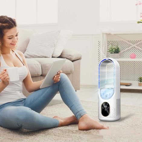 Climatiseur Mobile USB - Tendance Polyvalent Compact - 6 vitesses 6 minuterie mini ventilateur - Maison bureau camping école - Blanc (1/4)