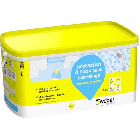 Weber Saint Gobain – Imperméabilisant sous carrelage 6m² – Système de protection à l'eau – Application facile au rouleau – Séchage rapide (1/2)