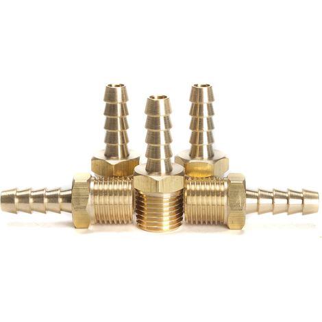 Messing Fittings Anschluss 1/4" Außengewinde IG x 1/4"(6 mm) Schlauch (5 Stück) -