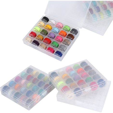 Bobines de couleurs assorties, fil à coudre, bobine vide avec boîtier transparent pour machine à coudre électrique domestique