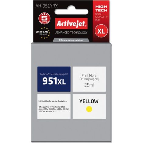 Activejet AH-951YRX HP Printer Ink, Compatible with HP 951XL CN048AE Premium 25 ml yellow. (1/2)