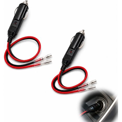 2 Pièces Prise Allume Cigare 12V 24V avec Rallonge 30cm, Fiche Mâle Adaptateur Universel pour Voiture Camion, Fusible 15A Intégré pour Glacière Électrique Aspirateur (1/5)