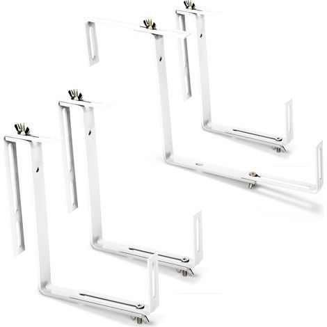 com-four® 4X Support de bac à Fleurs pour parapets et Garde-Corps de Balcon - Fixation Flexible en métal pour bacs à Plantes - réglable dans Les 2 Sens - Aucun perçage nécessaire (1/5)