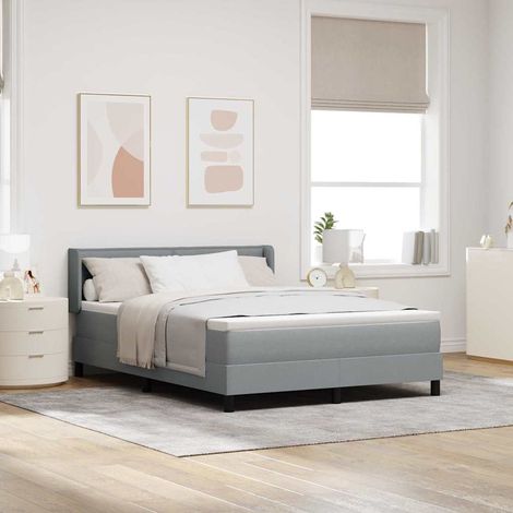 Boxspringbett mit Kopfteil Hellgrau 190 x 140 cm Stoff (1/5)