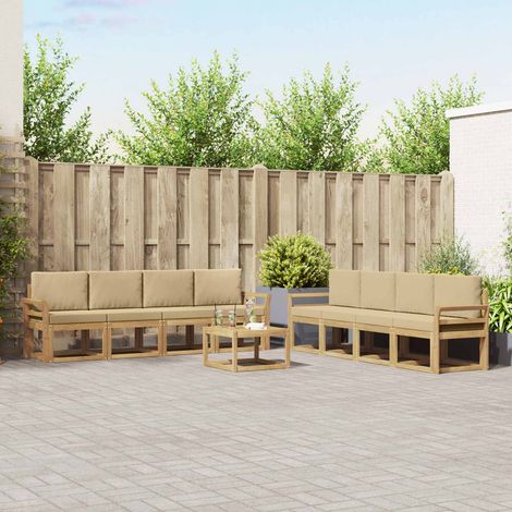 Teenpull – Outdoor-Sofagarnitur 9 Stk. Weiß und Beige (1/5)