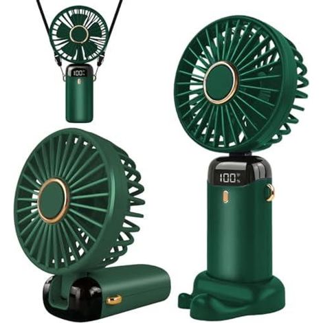 Jsdoin Handventilator, Tragbarer Mini Ventilator, Wiederaufladbar, Kleiner Taschenventilator Mit 5 Geschwindigkeitsstufen, Faltbarer USB-Ventilator für Büro, Outdoor (Grün) (1/5)