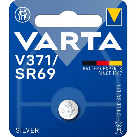 Pila de botón plateada Varta V371 SR69 para reloj, 1,55 V (1/3)