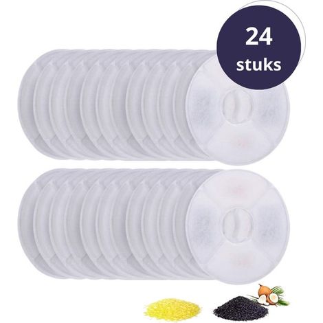 Recharge de 24 filtres pour fontaine à eau – Universels – Filtres ronds au charbon – Pour chat – Entretien simple (1/4)
