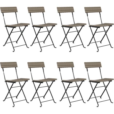 Maison Exclusive - Bistrostühle 8 Stk. Klappbar Grau Poly Rattan