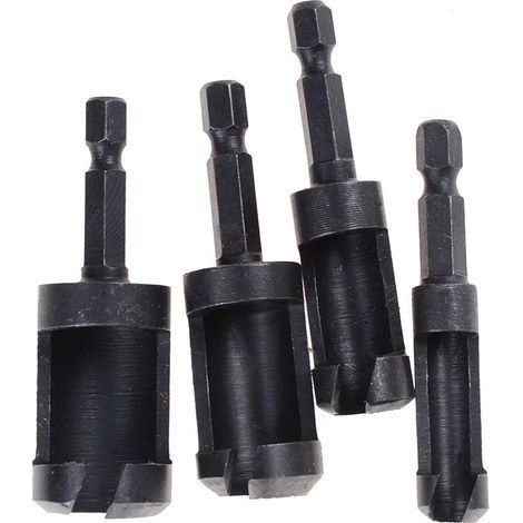 4-teiliges Rundschaftbohrer-Set, Korkschneider aus Kohlenstoffstahl für Holzbearbeitung, Korkbohrer, Lochsägenwerkzeug (1/4)