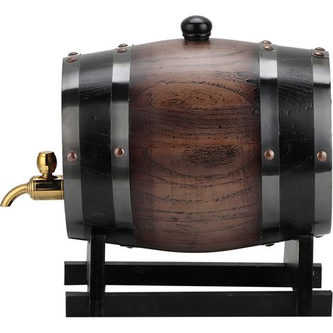 3-Liter-Weinfass-Eimer aus gestreifter, schwarzer Eiche im Vintage-Stil mit Zapfhahn für Brandy und Whisky (1/5)