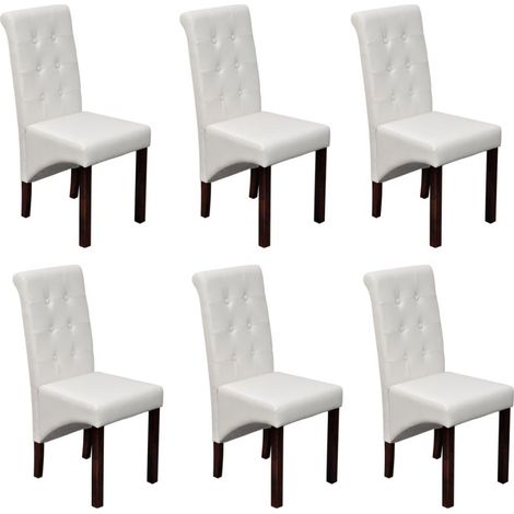 Juego de 6 sillas de cocina comedor acolchadas diseño clásico en sintética blanca CDS022167