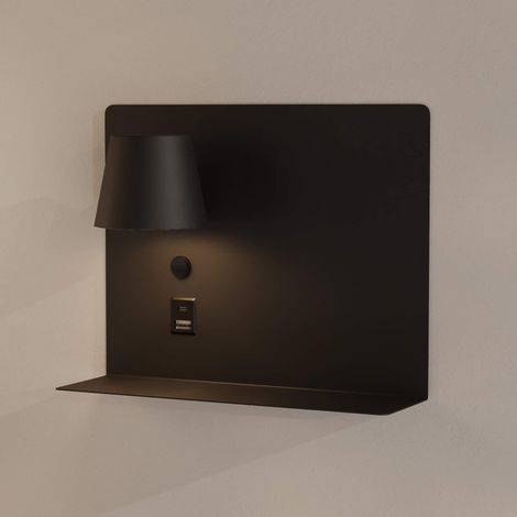Aplique De Pared Para Lectura Con Puerto USB Y USBC "BASKOP" Izquierda