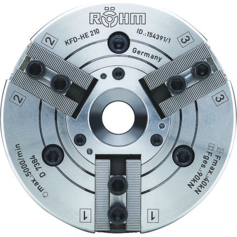 Röhm Kraftspannfutter KFD-HE 170, 3-Backen, Spitzverzahnung 60°, neutrale Ausführung - 154390 (1/5)