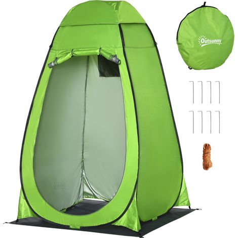 Outsunny Tenda Doccia da Campeggio Spiaggia ed Esterni, Spogliatoio Portatile con Porta a Cerniera, Borsa per Trasporto e Tasca Portaoggetti, 126x124x189 cm, Verde (1/5)