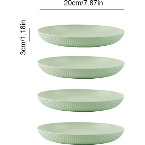 (Vert, 4 pièces) Assiettes légères et incassables en paille de blé, compatibles lave-vaisselle et micro-ondes. (1/5)