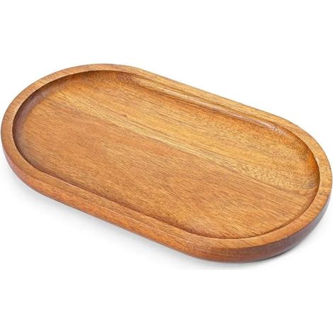 Plateau en bois ovale, petit plateau en bois pour comptoir de cuisine, plateaux à café ovales en acacia pour décoration d'intérieur, (1/5)