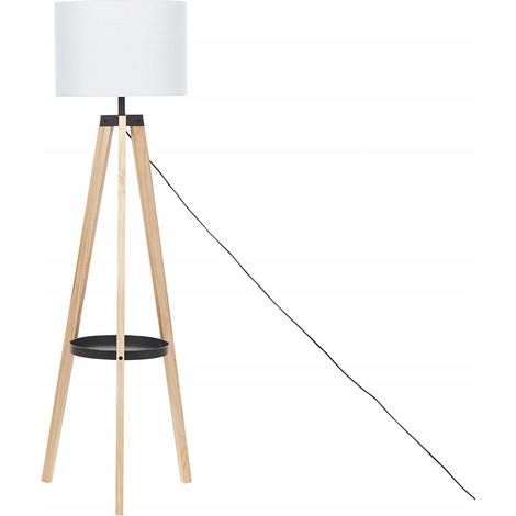Lampada da terra a treppiede bianco e legno chiaro Bluff (1/3)
