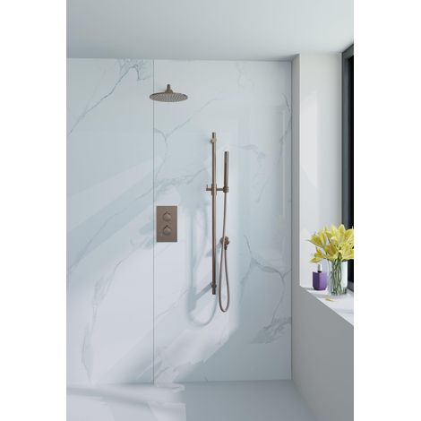 FugaFlow Eccelente Acces Ensemble de douche pluie encastré - thermostatique - bras mural - barre coulissante - pomme de douche 25 cm - douchette à