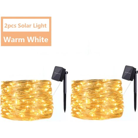 Guirlande lumineuse féérique LED (22 m, 200 LED, 2 pièces, lumière chaude) étanche, à énergie solaire, idéale pour décorer un sapin de Noël ou un jardin. Compatible avec les décorations de jardin et d (1/5)