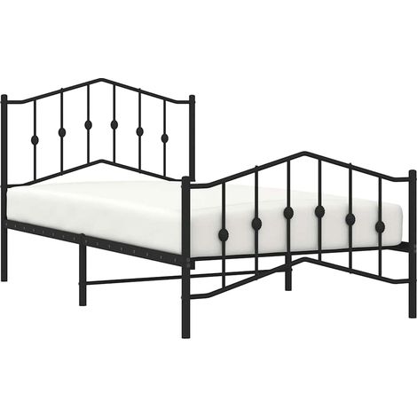 Cadre de lit métal sans matelas avec pied de lit noir 100x190cm vidaXL (1/5)
