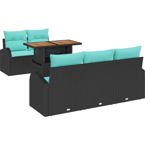 Garden Sofa Set with Storage 6 pcs Black Poly rattan vidaXL (1/5)