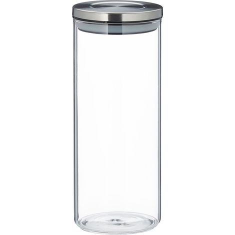 Set di 3 barattoli di conservazione rotondi pratici da cucina da 1,5 L in vetro trasparente 130008038
