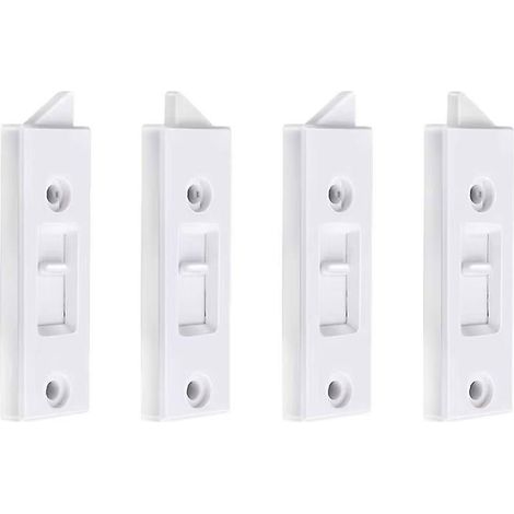 Loquet de fenêtre en 4 pièces, loquet à basculement, construction en plastique, entraxe central, trous à ressort, loquet coulissant à enclenchement, pièces de rechange (1/5)