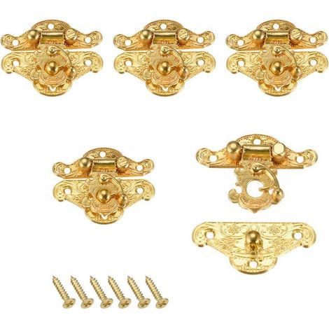 5 Set Holzkasten Verschluss Verriegelung Haspe verriegelt Goldton 37 x 28mm DE de (1/4)