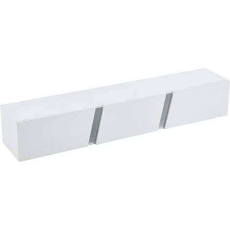 Meuble TV mural 180 x 35 x 30 cm, meuble TV bas avec LED, support TV à 3 portes, adapté aux téléviseurs de 75 pouces, meuble TV laqué brillant, blanc (1/5)