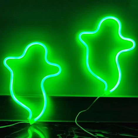 Veilleuse d'Halloween, lumière LED, néon, décoration lumineuse d'Halloween 2green Ghost (1/5)