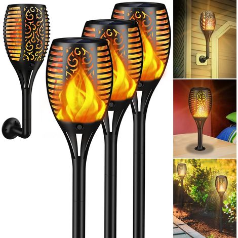 Vtizikl Lampes Solaires de Jardin d'extérieur Avec Flammes Solaires étanches IP65, 4 Pièces Lampes Solaires de Jardin Avec Flammes Réalistes Automatiques Marche/Arrêt Lumière Chaude pour Jardin Allée (1/5)