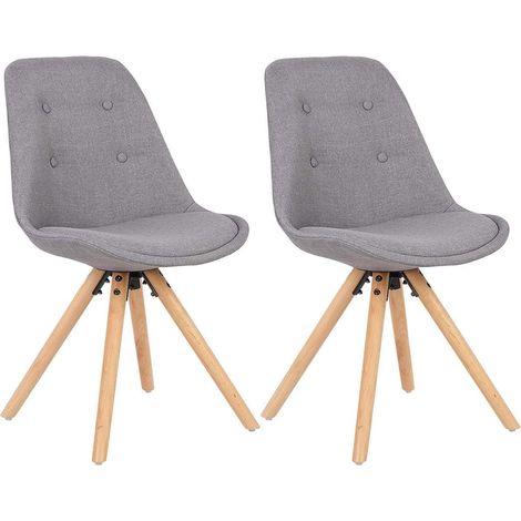 WOLTU 2 x Esszimmerstühle 2er Set Esszimmerstuhl, Sitzfläche aus Leinen, Design Stuhl, Küchenstuhl, Holzgestell, Grau (1/5)