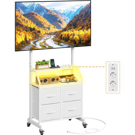 Support TV sur Pied avec roulettes 32-75 Pouces Meuble TV roulettes (1/5)