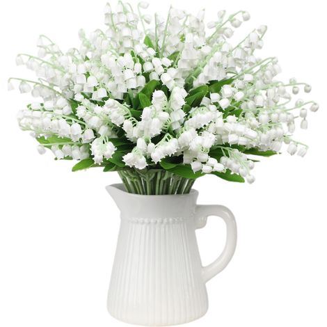 20 fleurs de muguet artificielles blanches en tige déco仿真 pour intérieur ou mariage, bouquet ornement (1/3)
