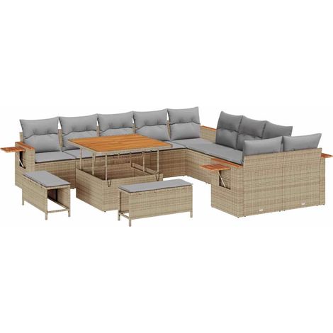 Maison Exclusive - Set Divano da Giardino 17 pcs Beige e Grigio Chiaro polyrattan
