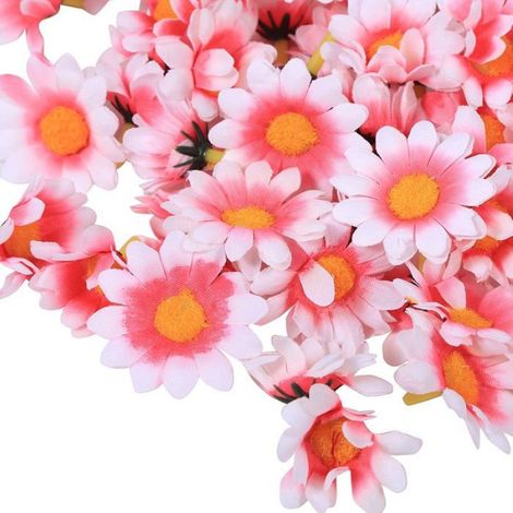 100 Têtes de gerbera, Tissu, Rose, 4 cm, Décoration mariage (1/5)