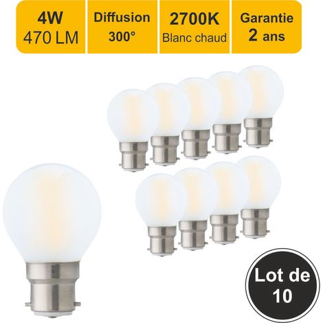 [JAMAIS UTILISÉ] Lot de 10 ampoules LED filament B22 4W 470Lm 2700K - garantie 2 ans