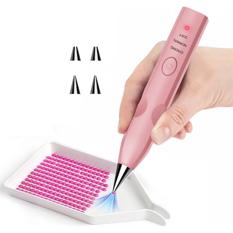 Pennello diamantato con pompa a vuoto, non necessita di cera, design leggero, 3 modalità di aspirazione regolabili, ricaricabile, accessori e strumenti per la pittura fai da te (rosa) (1/5)