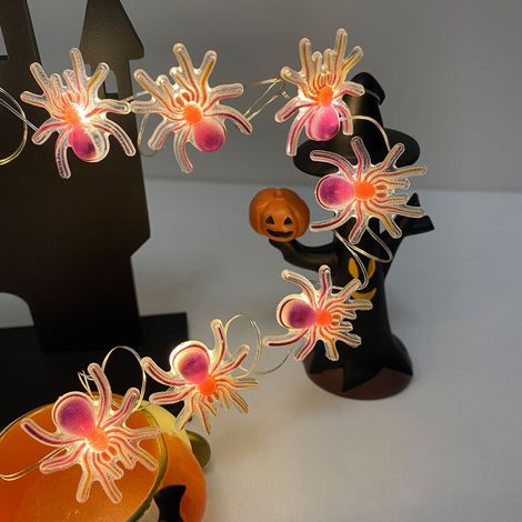 Halloween LED-Lichterkette Violette Spinne 5m 50 LEDs USB – Gruselige Dekoration für Innen- und Außenbereich-lsw