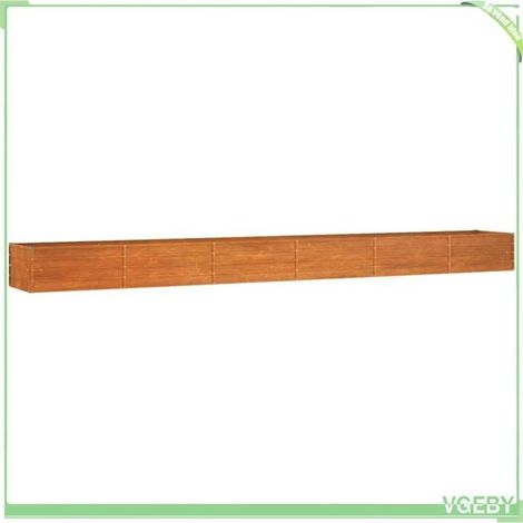 lit surélevé de jardin - FAFEICY - 600x80x45 cm - acier corten - rouillé - fond ouvert (1/5)