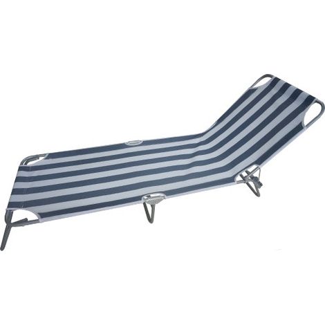 Lettino prendisole da spiaggia pieghevole e reclinabile bianco blu Taormina Stripes (1/3)