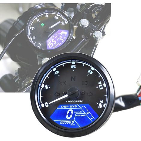 Tableau de bord de moto (LCD) : compteur de vitesse, compteur kilométrique, compte-tours, jauge à carburant