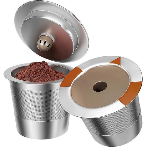 Réutilisable K Cup pour Keurig 2.0 1.0 acier inoxydable rechargeable K Cup filtre pour Most café machines Brewers 2Pack (1/5)