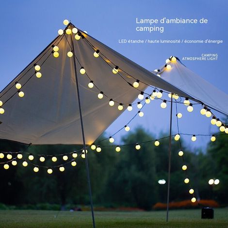 Guirlande lumineuse à piles G50 à ampoules boules blanches, idéale pour la décoration de terrasse, le camping et les éclairages étanches de tonnelle. (1/5)
