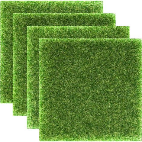 Lot de 4 rouleaux de gazon artificiel pour loisirs créatifs, 15 x 15 cm (1/5)