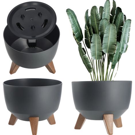 Pot de fleurs, plastique durable, Hauteur 24 cm, Diamètre 30 cm, Compatibilité intérieure et extérieure, Facile à nettoyer (1/5)