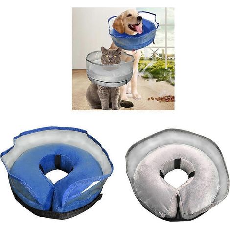 Collier élisabéthain gonflable pour chiens et chats de petite, moyenne et grande taille - XL - Bleu (1/4)